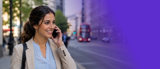 A field rep on a mobile call outside the contact centre