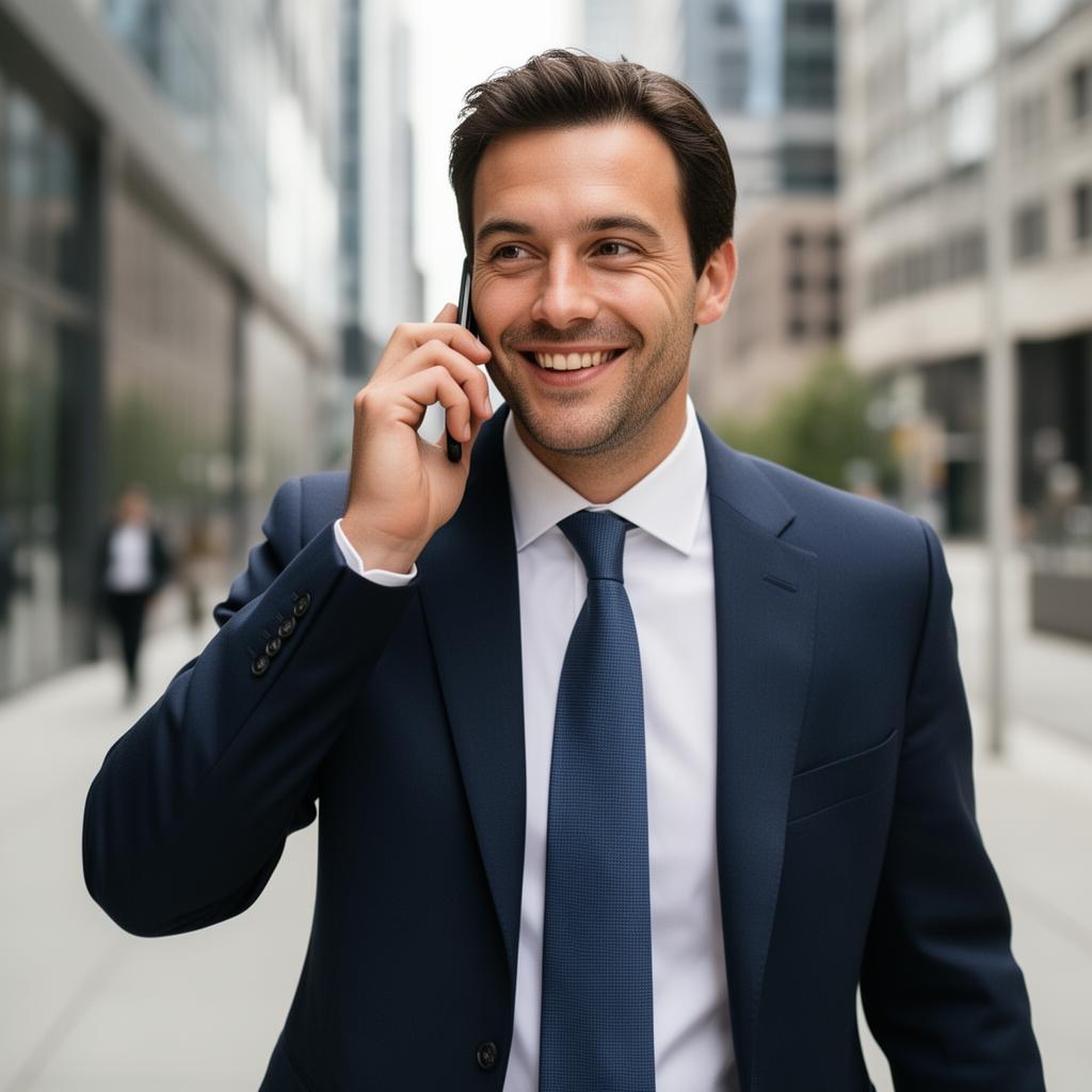Businessman on mobile call outside